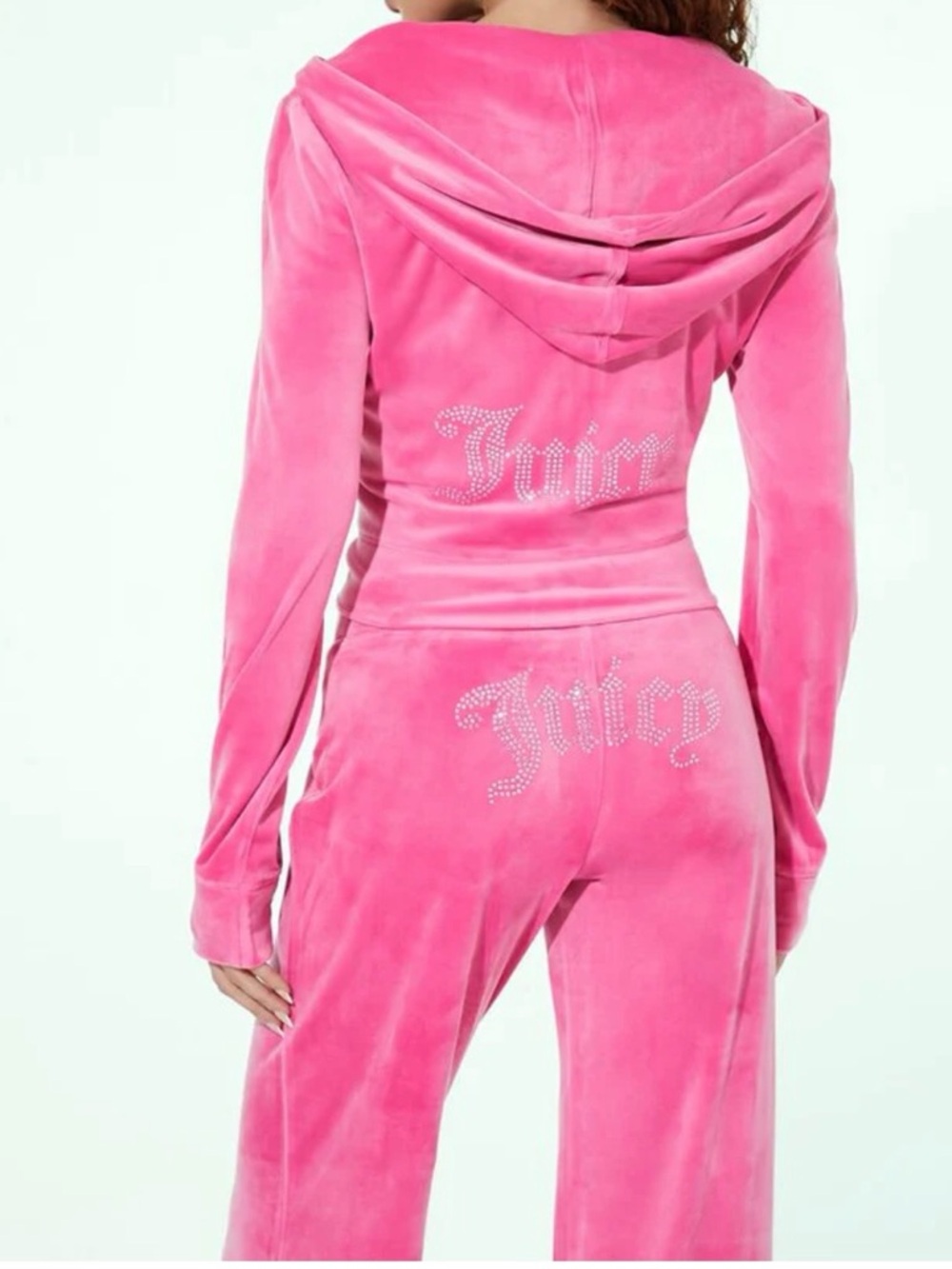 Juicy Couture Pink Velour Rhinestone Logo Tracksuit Set